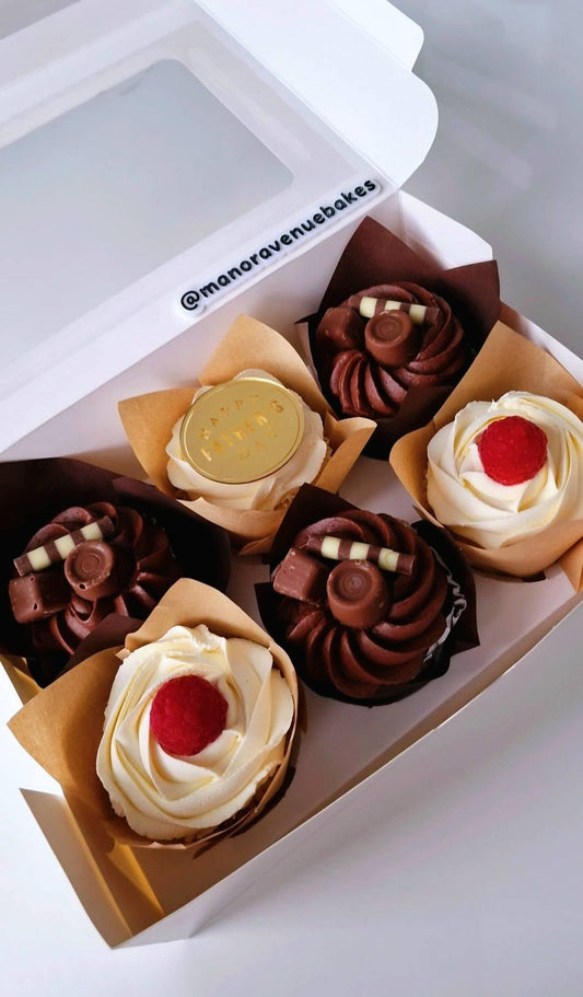 Mixed box of chocolate and vanilla Father's day cupcakes
